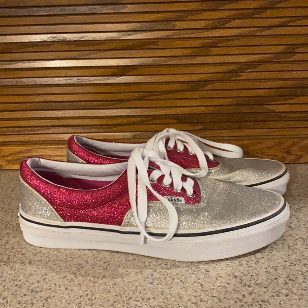 Hot Pink Silver Glitter Sparkly Vans Women’s Size 9.5 Men’s 8
